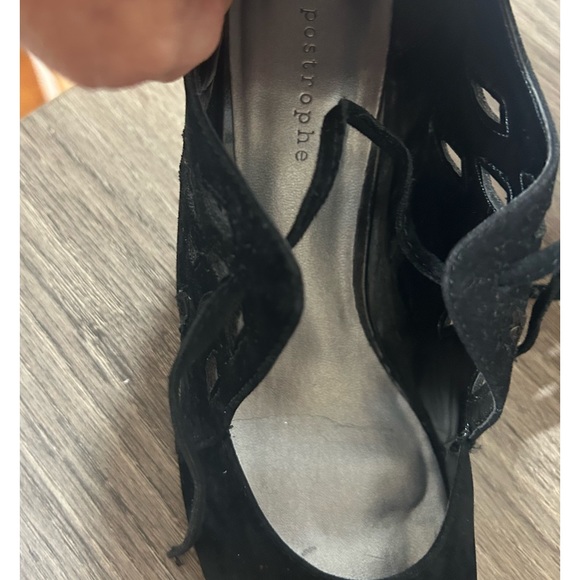 APOSTROPHE PORTIA SUEDE BLACK WEDGE BOOTIE IN SIZE 8m - Picture 9 of 10